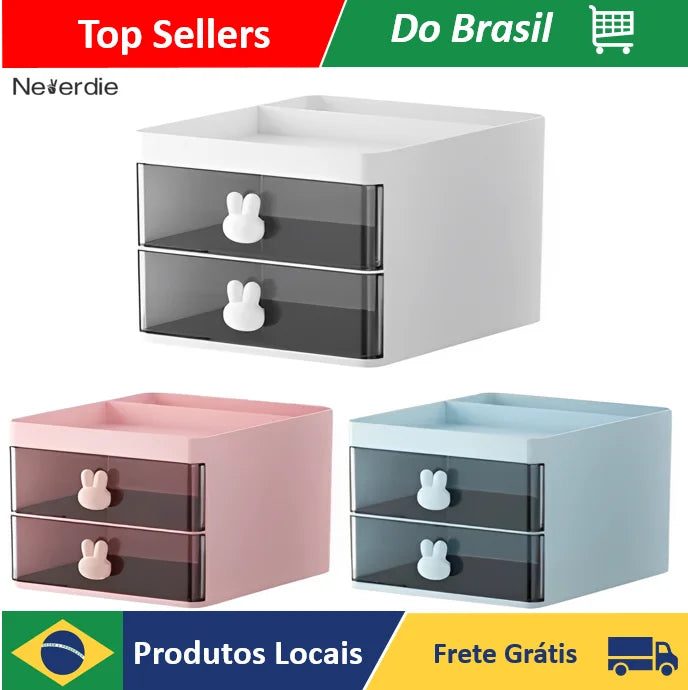 Organizador de Mesa com Gavetas – Porta Objetos Multiuso para Maquiagem e Escritório