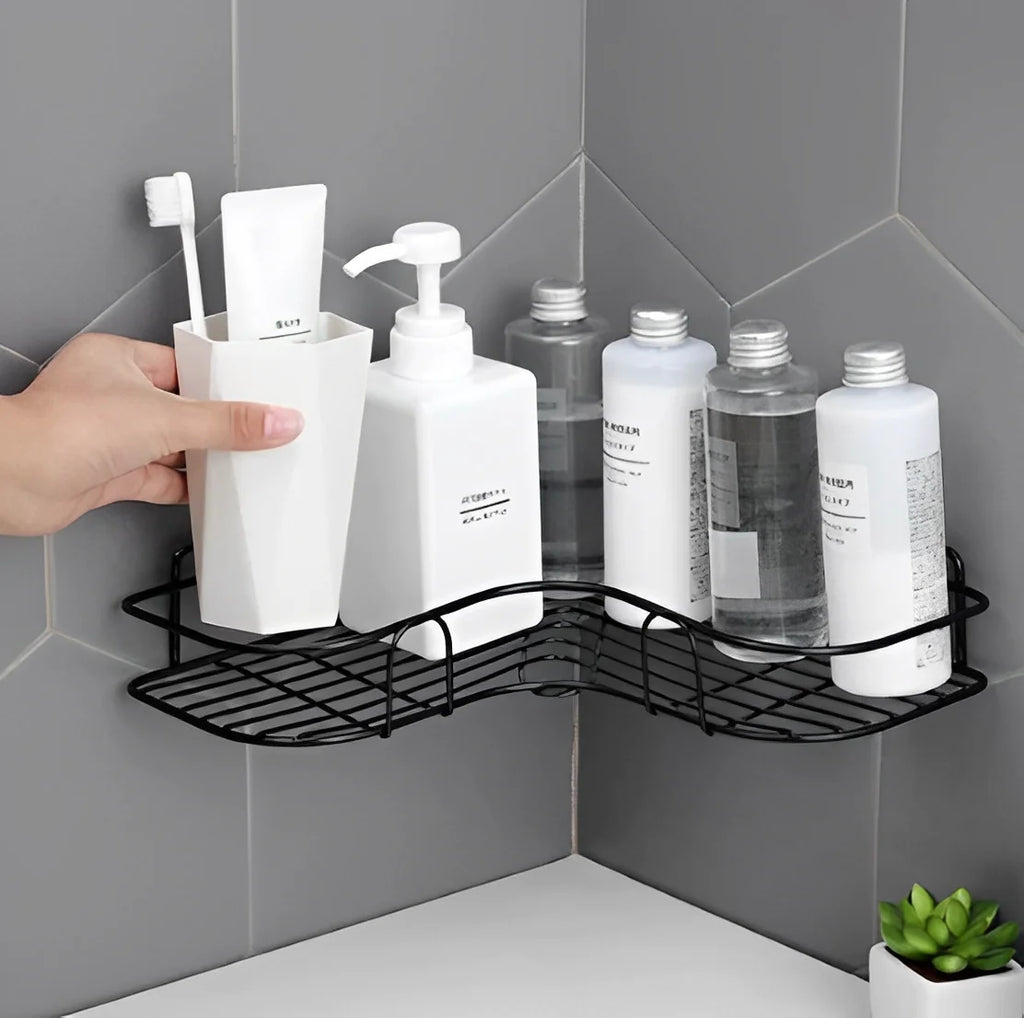 Organizador de Banheiro Sem Furo – Prateleira Adesiva para Shampoo e Sabonete