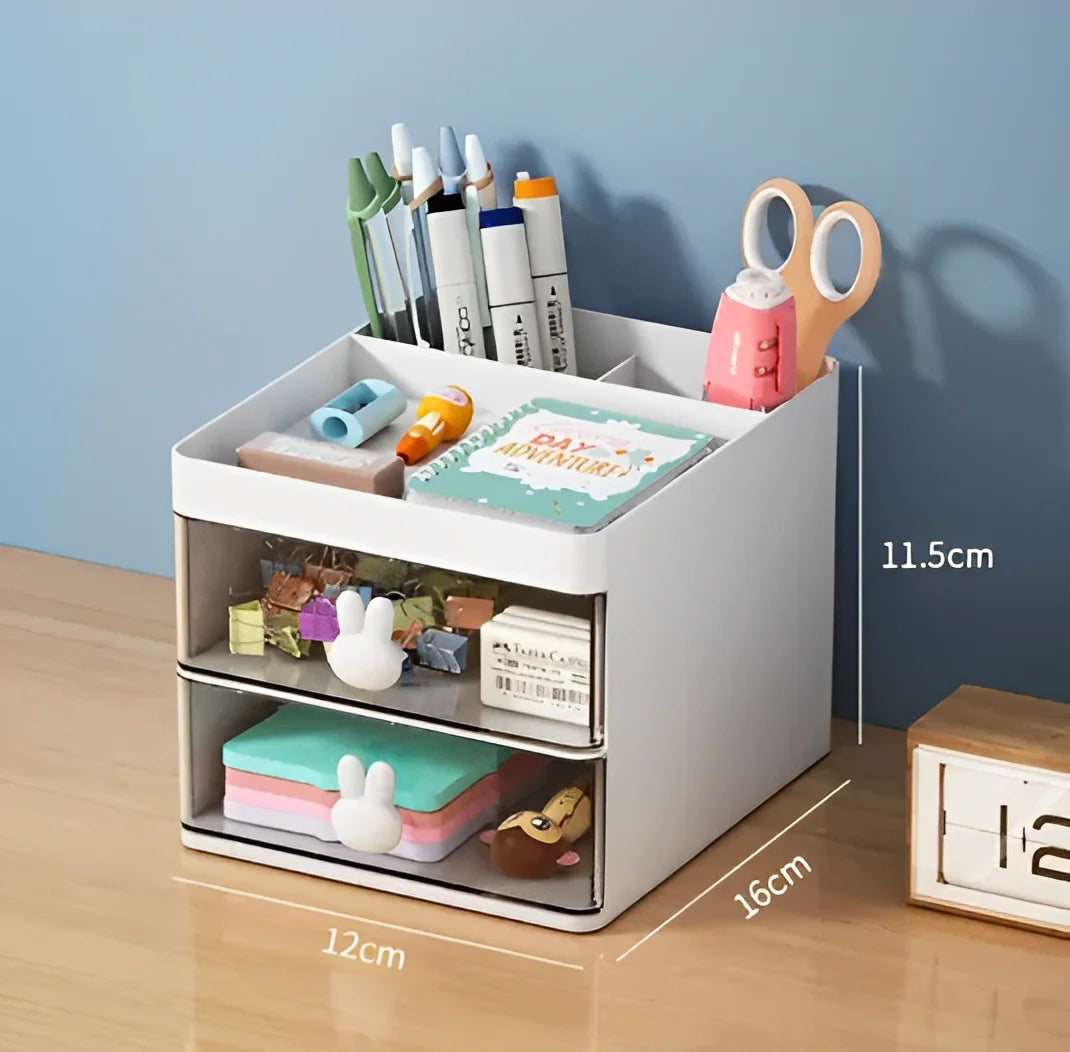 Organizador de Mesa com Gavetas – Porta Objetos Multiuso para Maquiagem e Escritório