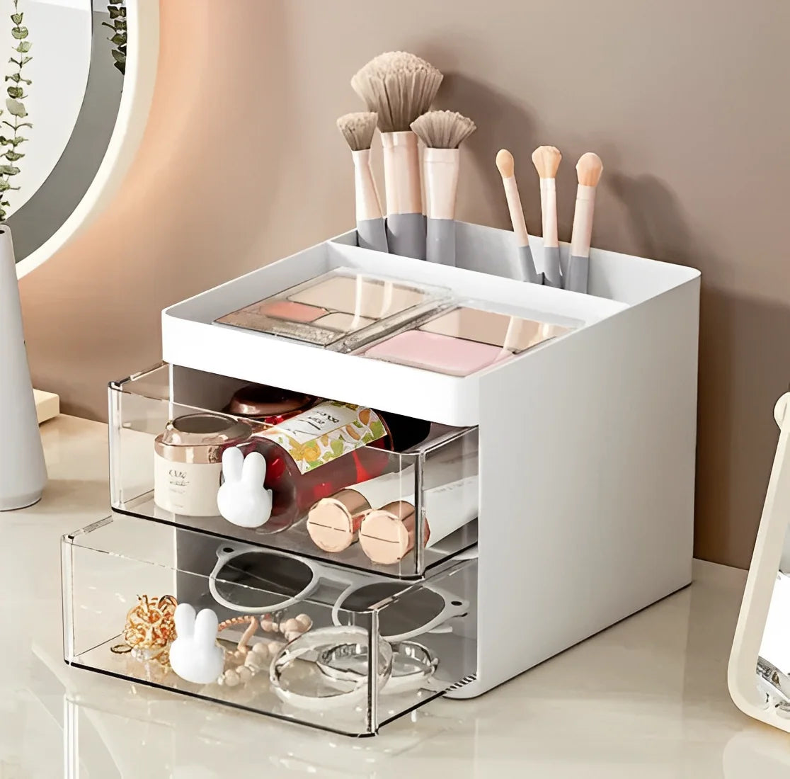 Organizador de Mesa com Gavetas – Porta Objetos Multiuso para Maquiagem e Escritório