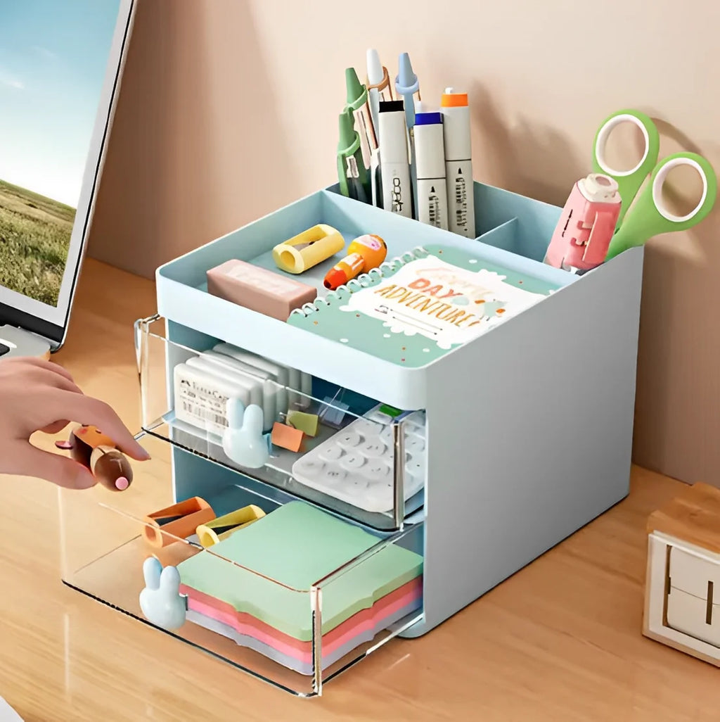 Organizador de Mesa com Gavetas – Porta Objetos Multiuso para Maquiagem e Escritório