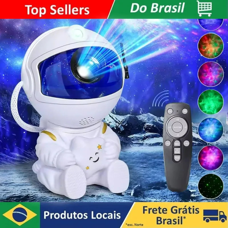 Projetor Galáxia Astronauta – Luz Noturna Relaxante 360°