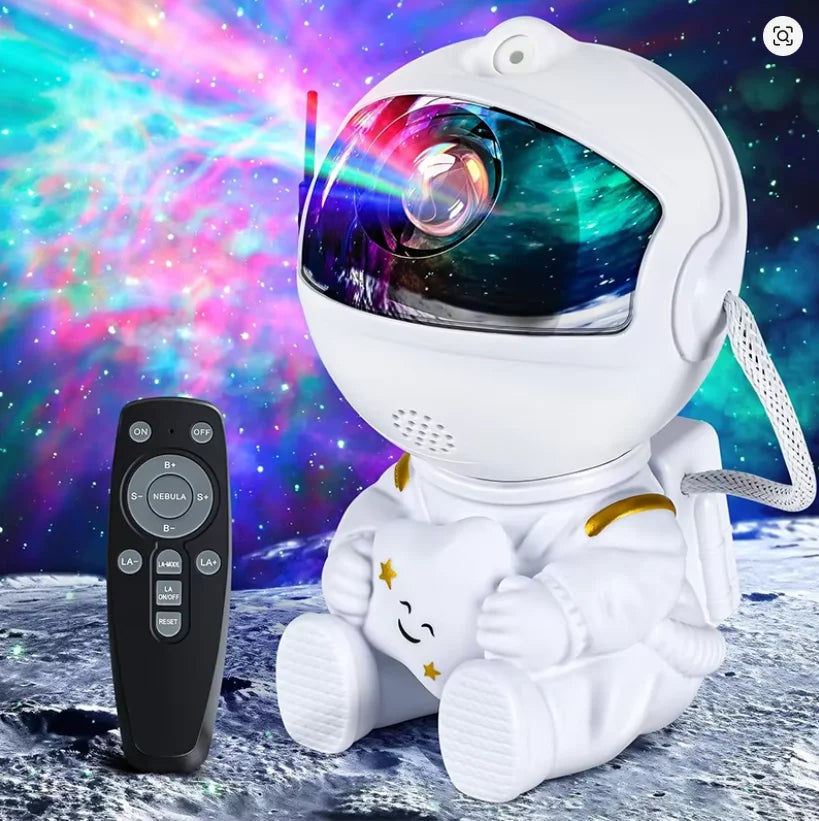 Projetor Galáxia Astronauta – Luz Noturna Relaxante 360°