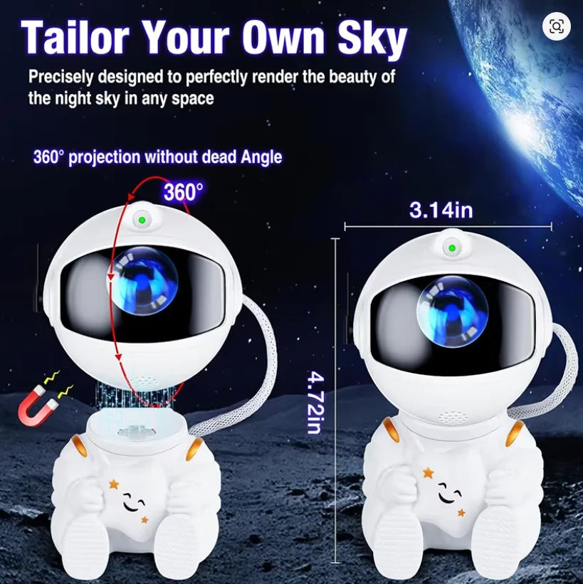 Projetor Galáxia Astronauta – Luz Noturna Relaxante 360°