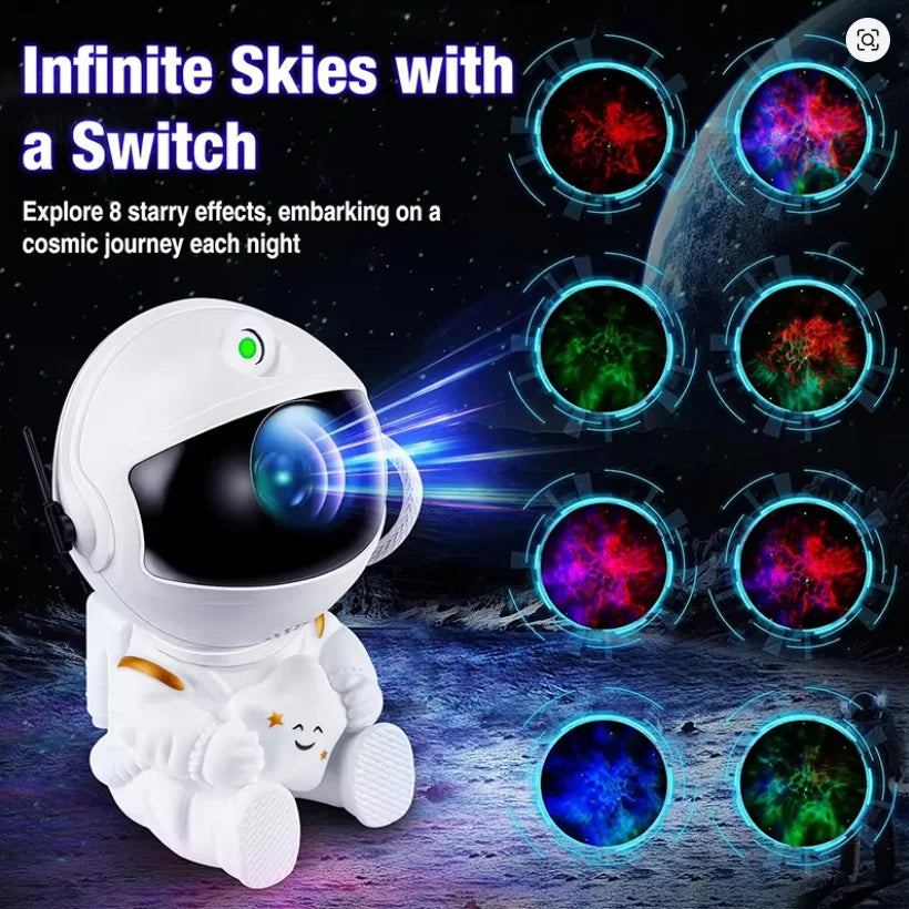 Projetor Galáxia Astronauta – Luz Noturna Relaxante 360°