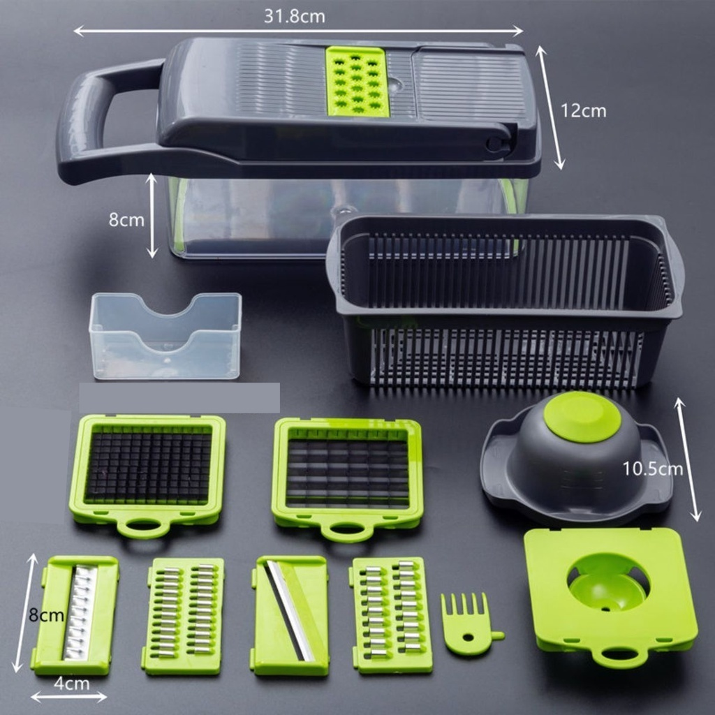 Profissional Multiuso Cozinha Slicer Aço Inox 16 em 1 Fatiador Cortador Ralador De Legumes Verduras Frutas Alimentos
