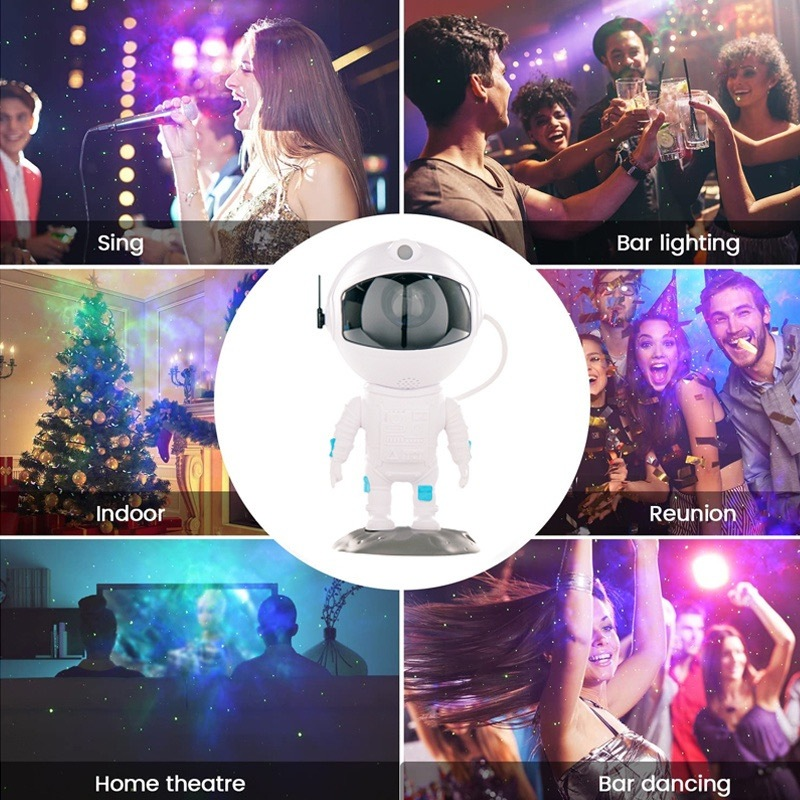 Projetor Luz Led Astronauta Galáxia Estrelas Nebulosa Iluminação Noturna Luminária Lâmpada Divertida Controle USB