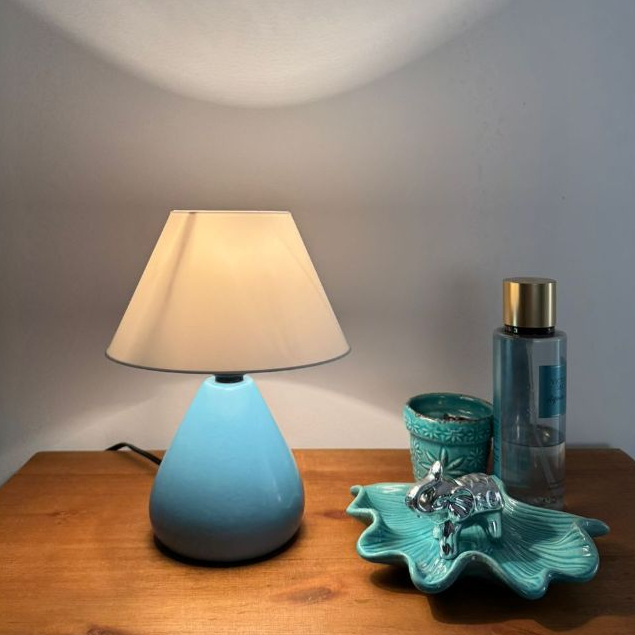 Abajur Luminária de Cerâmica Porcelana Gota Com Cúpula para Decoração Quarto Escritório Sala