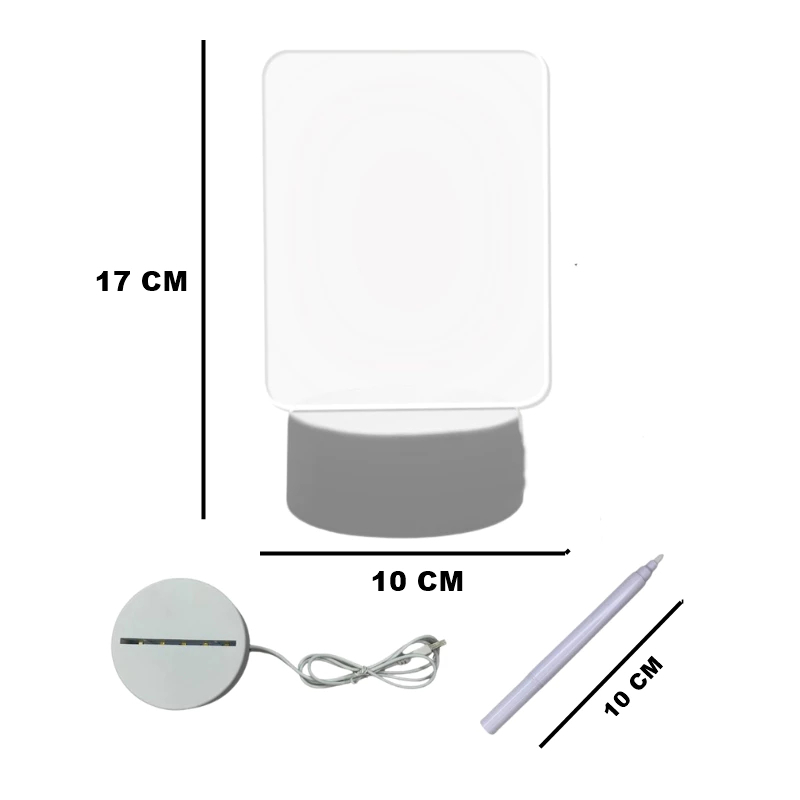 Luminária 3D de Escrever tipo Lousa Acrílico + Caneta