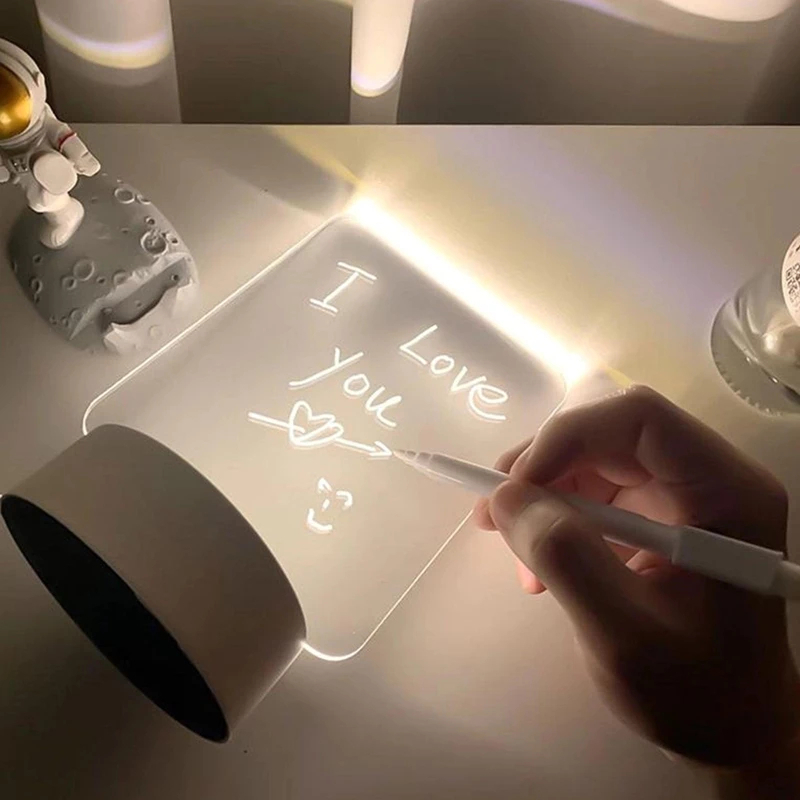 Luminária 3D de Escrever tipo Lousa Acrílico + Caneta