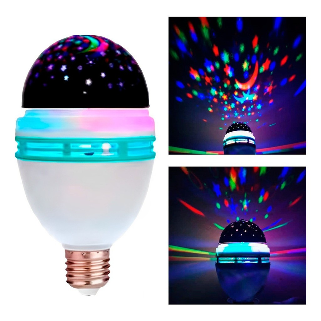 Lâmpada De Lua e Estrelas/Festa RGB LED Colorido Globo Giratória De Luz Festa