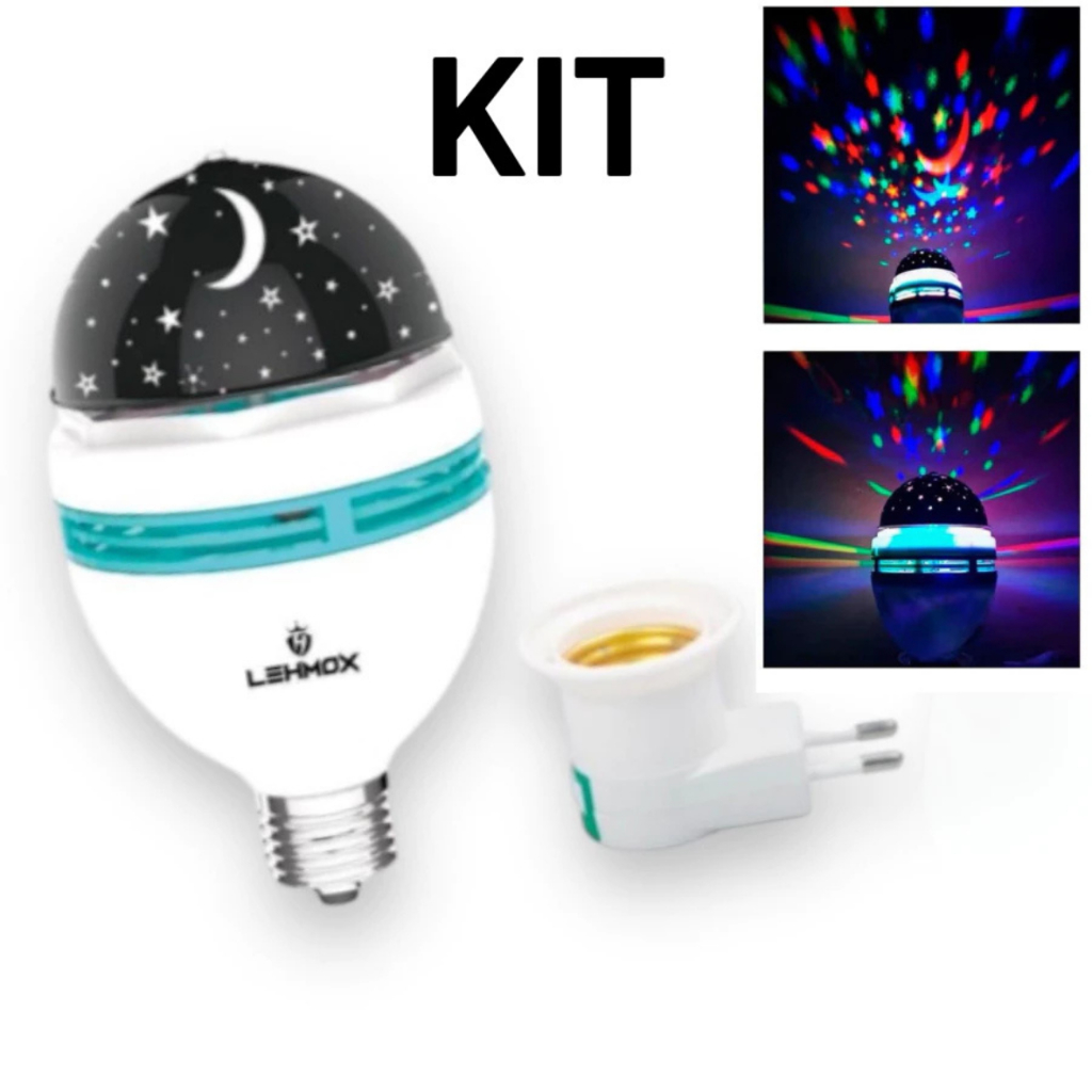 Lâmpada De Lua e Estrelas/Festa RGB LED Colorido Globo Giratória De Luz Festa