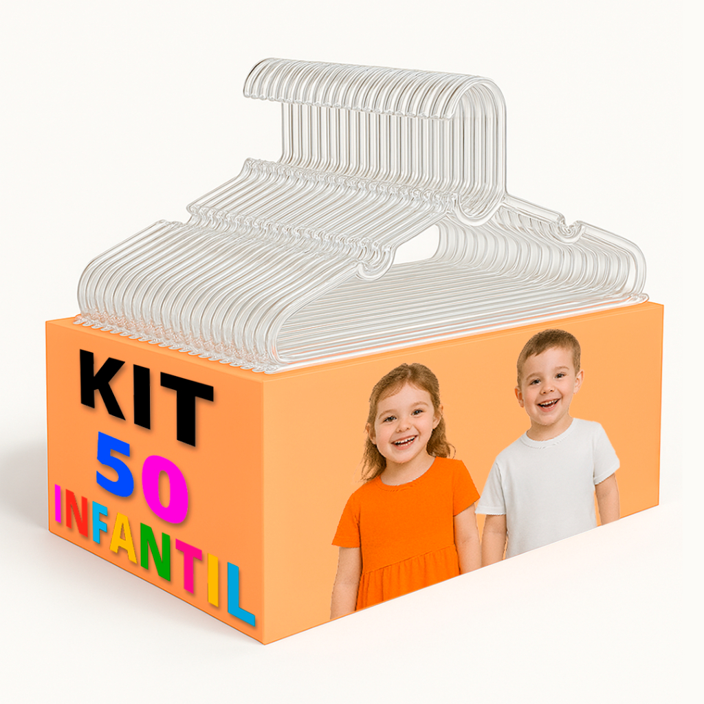 Kit 50 Cabides Acrílicos Infantis – Organize o Guarda-Roupa com Mais Espaço e Praticidade