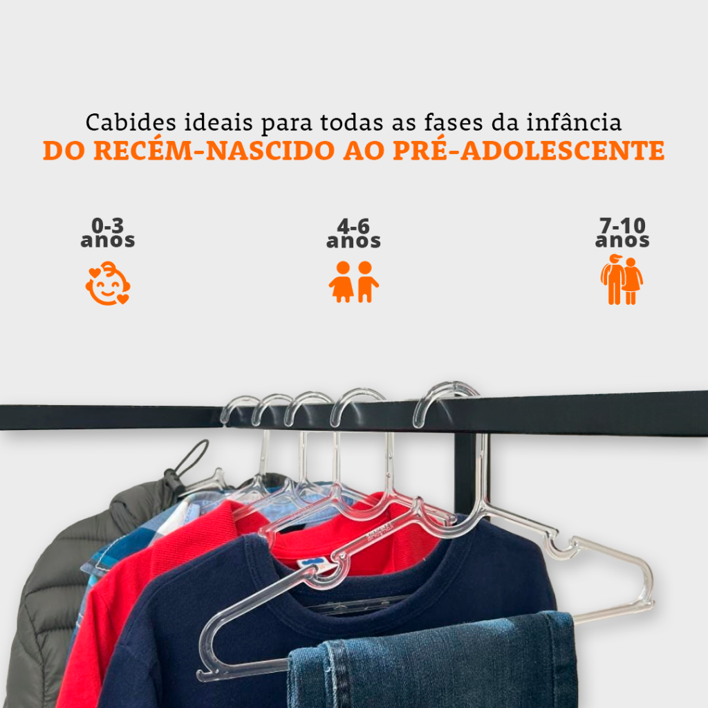50 CABIDES ACRILICO INFANTIL conjunto organizador de calça adulto único com 30cm