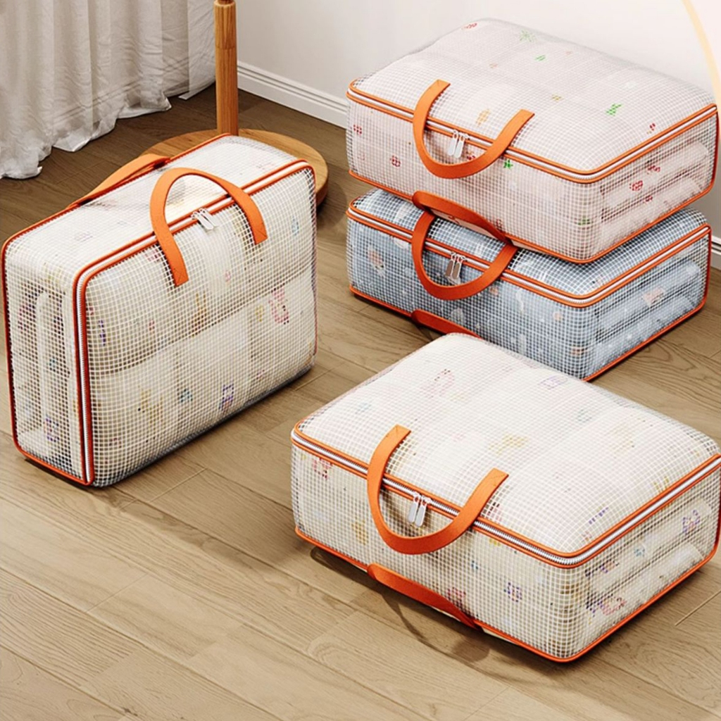 kit1/2/3 Saco Organizador para Cobertor 60x50x28cm Impermeável Zíper Duplo，Organize o guarda-roupa