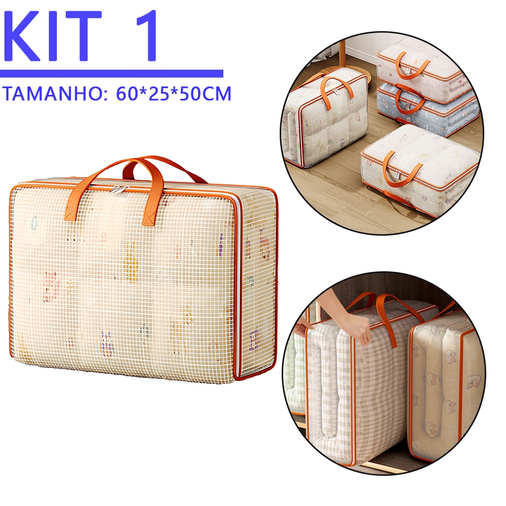 Kit Saco Organizador Impermeável com Zíper – Ganhe Espaço no Guarda-Roupa (Roupas e Cobertores)