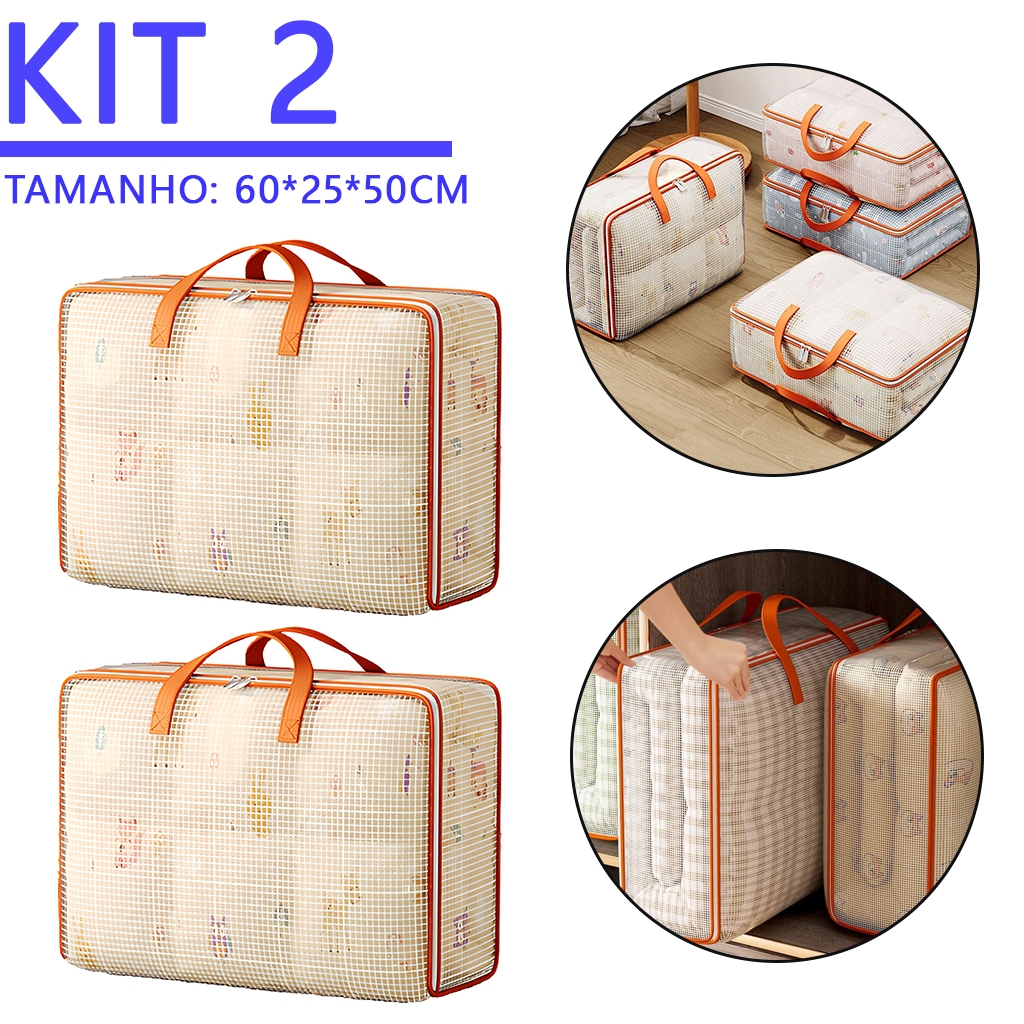 Kit Saco Organizador Impermeável com Zíper – Ganhe Espaço no Guarda-Roupa (Roupas e Cobertores)