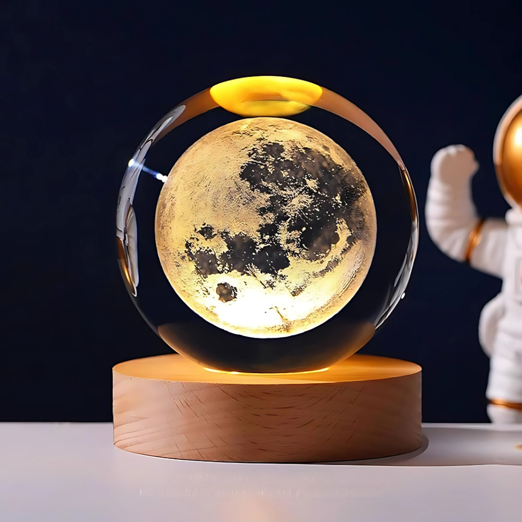 Luminária LED 3D Bola de Cristal Galáxia – Abajur Decorativo Espaço Sideral para Quarto