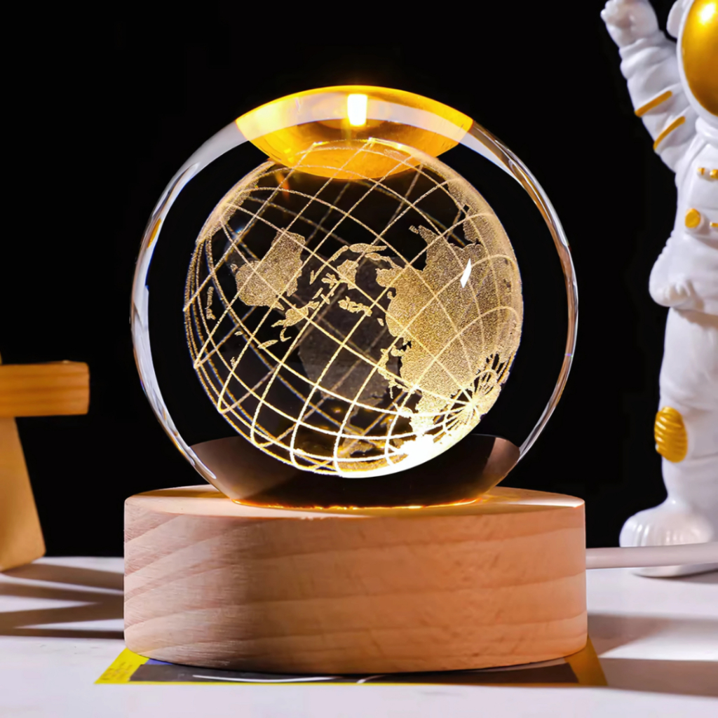 Luminária LED 3D Bola de Cristal Galáxia – Abajur Decorativo Espaço Sideral para Quarto