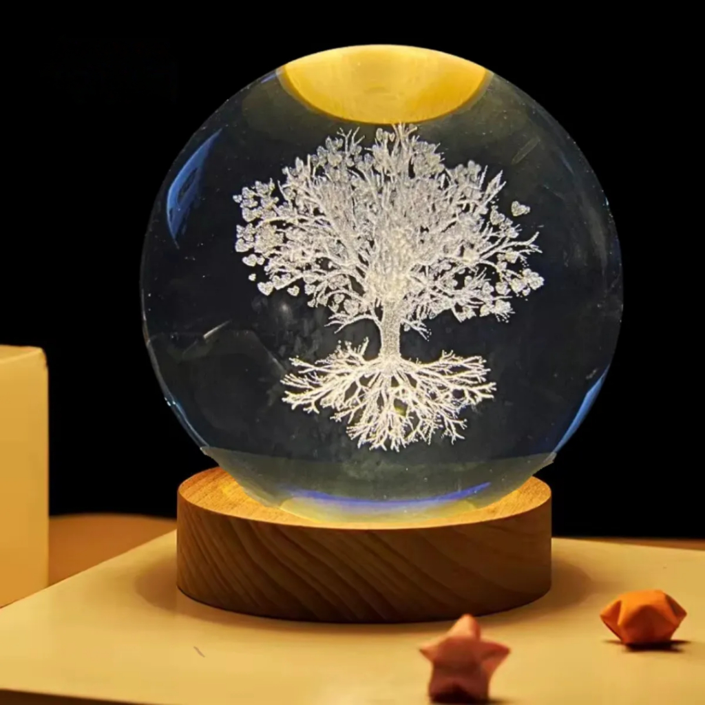 Luminária LED 3D Bola de Cristal Galáxia – Abajur Decorativo Espaço Sideral para Quarto