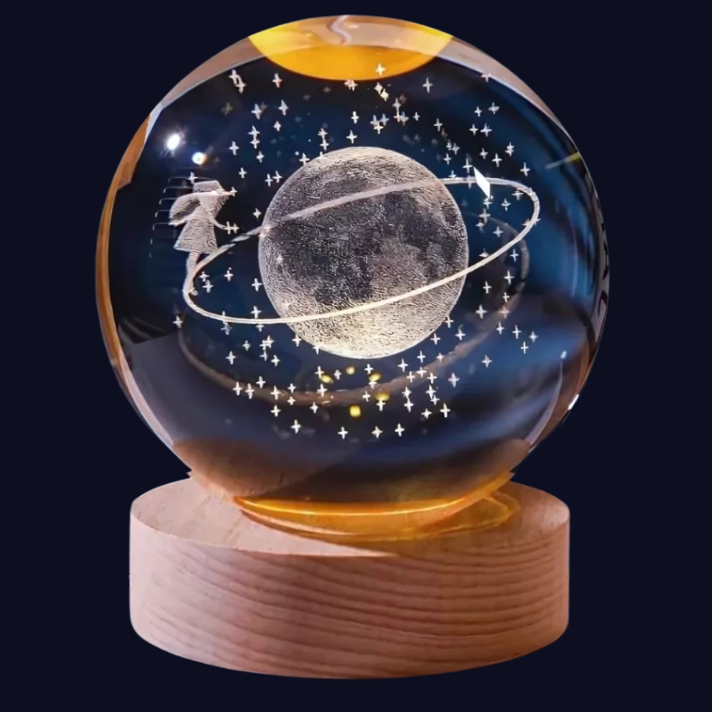 Luminária LED 3D Bola de Cristal Galáxia – Abajur Decorativo Espaço Sideral para Quarto