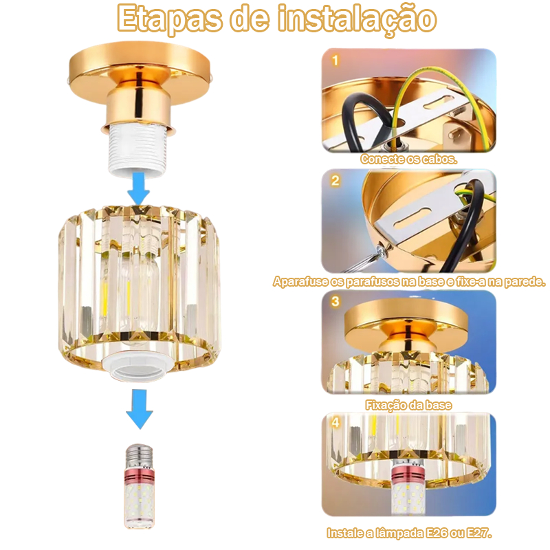 Lâmpada Led Moderna Para Corredor Com LumináRia De Teto De Cristal Para Corredor Varanda 3 Cores 110V-220V