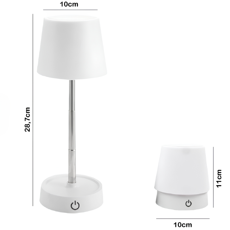 Abajur Recarregável Touch Luminária Retrátil em Aço com Luz de Led Branco Quente Ajustável-USB