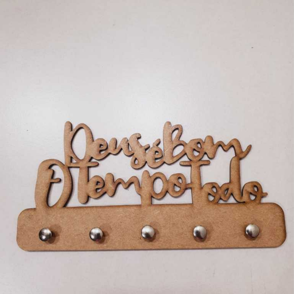 Porta Chaves de Parede Decorativo Multiuso em MDF 3mm Preto Deus é Bom o Tempo Todo Envio Imediato