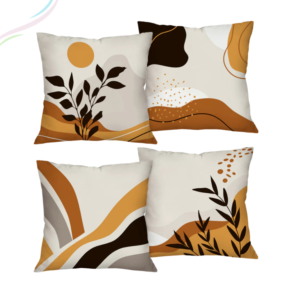 Kit 4 Capas de Almofadas Decorativas de Sala Quarto Escritório 45x45 Cm Estampas Variadas