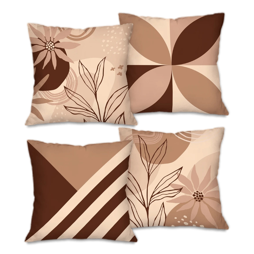 Kit 4 Capas de Almofadas Decorativas 45x45cm – Estampas Modernas para Sala, Quarto e Sofá