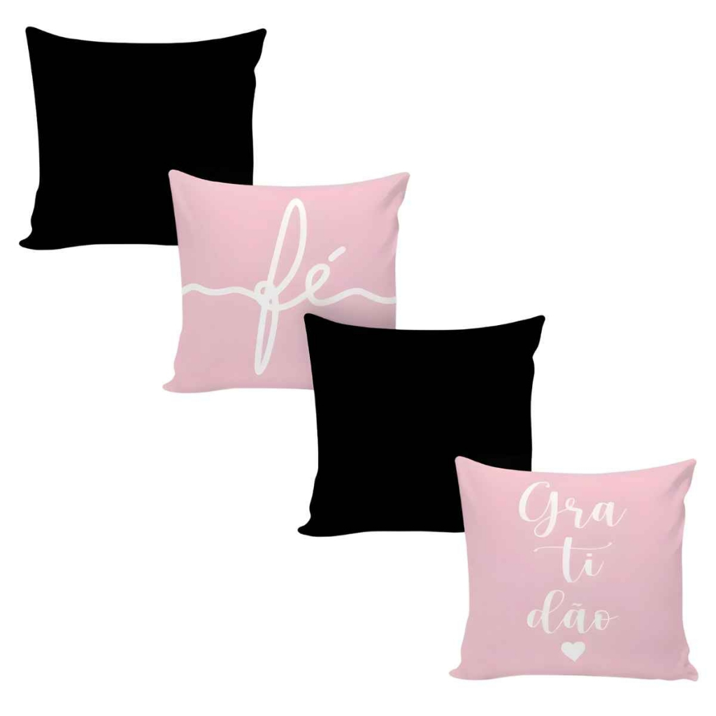 Kit 4 Capas de Almofadas Decorativas 45x45cm – Estampas Modernas para Sala, Quarto e Sofá