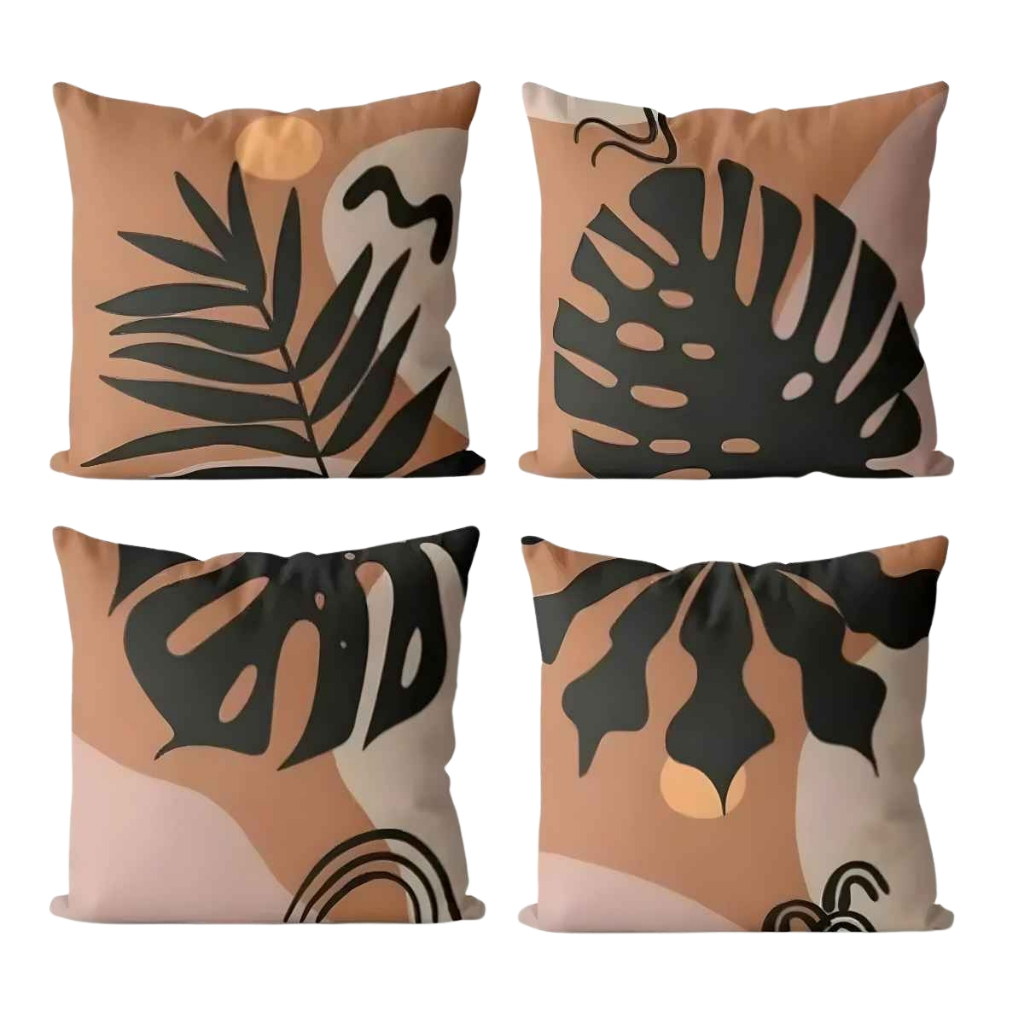 Kit 4 Capas de Almofadas Decorativas 45x45cm – Estampas Modernas para Sala, Quarto e Sofá