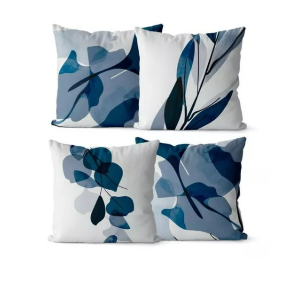 Kit 4 Capas de Almofadas Decorativas 45x45cm – Estampas Modernas para Sala, Quarto e Sofá