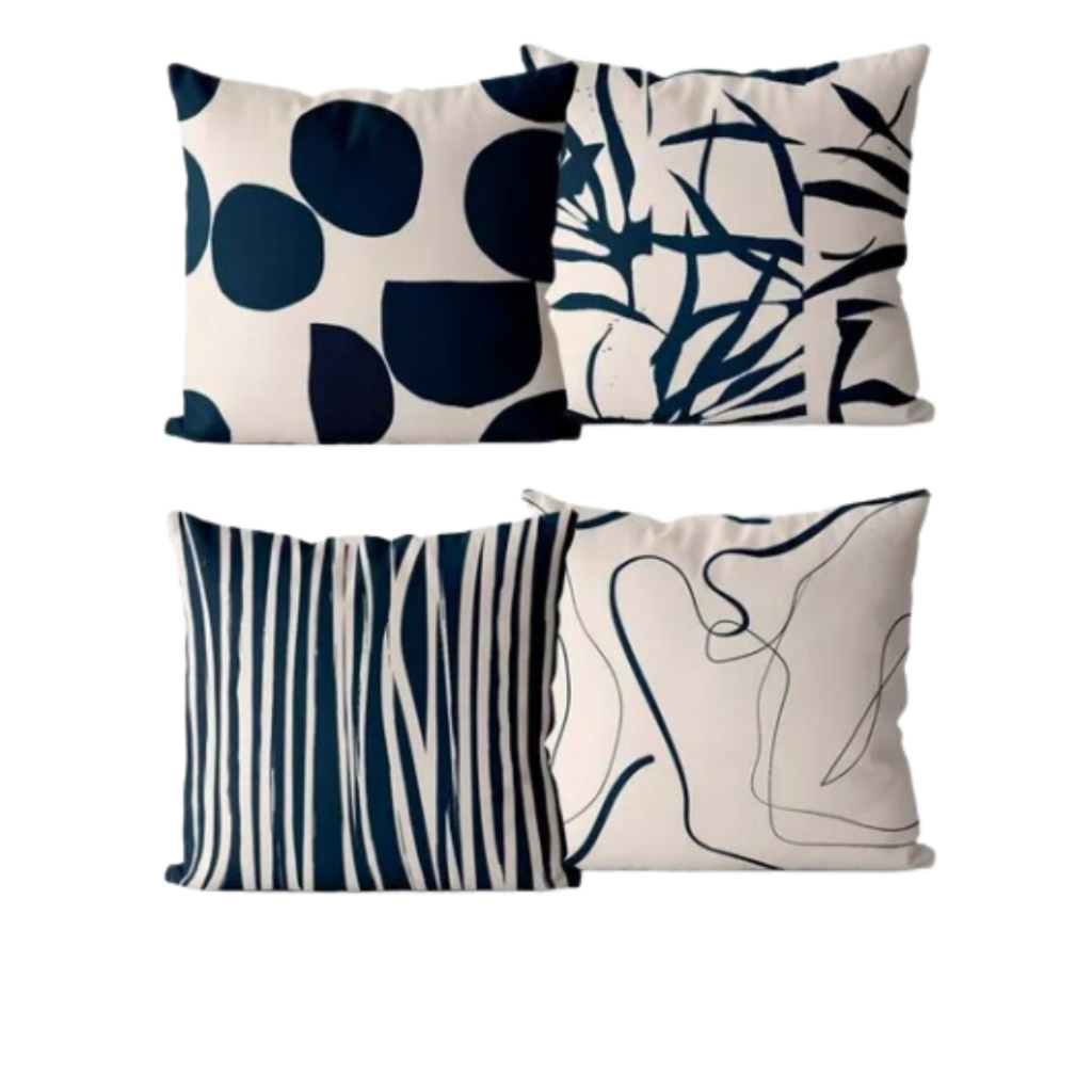 Kit 4 Capas de Almofadas Decorativas 45x45cm – Estampas Modernas para Sala, Quarto e Sofá