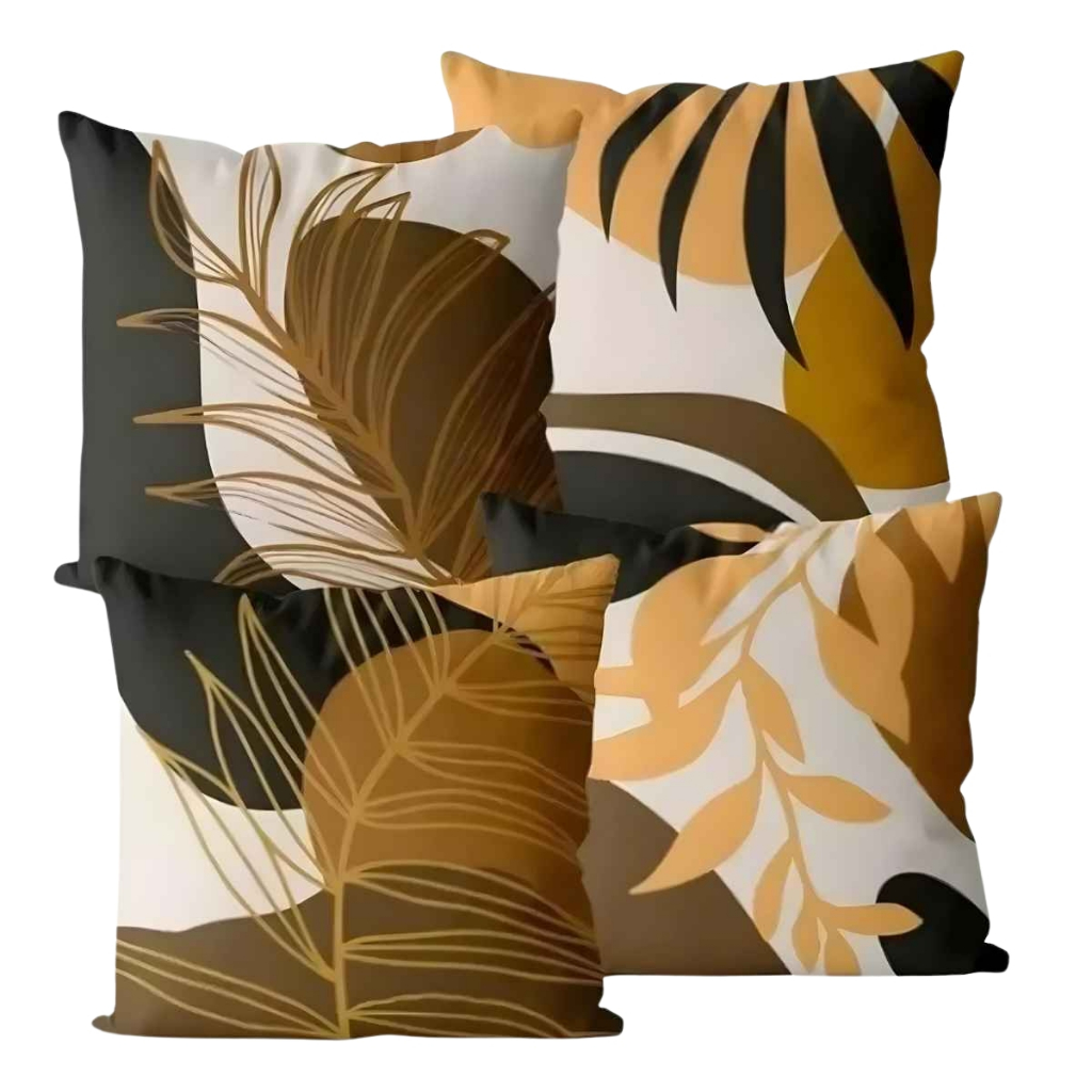 Kit 4 Capas de Almofadas Decorativas 45x45cm – Estampas Modernas para Sala, Quarto e Sofá