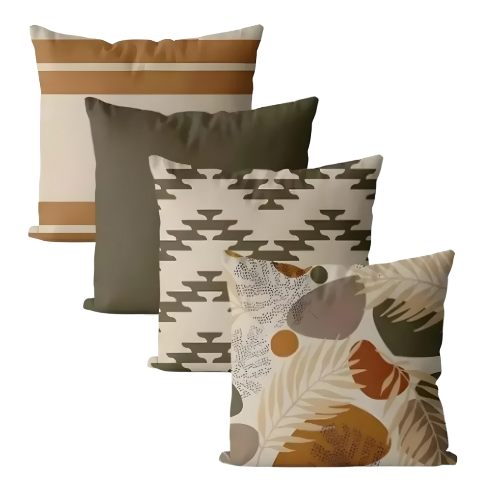 Kit 4 Capas de Almofadas Decorativas 45x45cm – Estampas Modernas para Sala, Quarto e Sofá