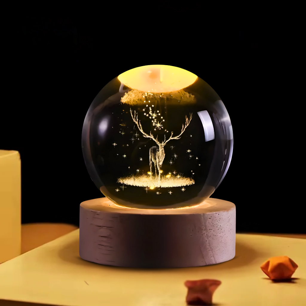 Luminária LED 3D Bola de Cristal Galáxia – Abajur Decorativo Espaço Sideral para Quarto