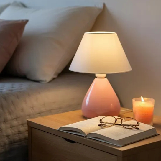 Abajur de Mesa Moderno LED – Luminária Decorativa para Quarto com Luz Suave e Design Elegante