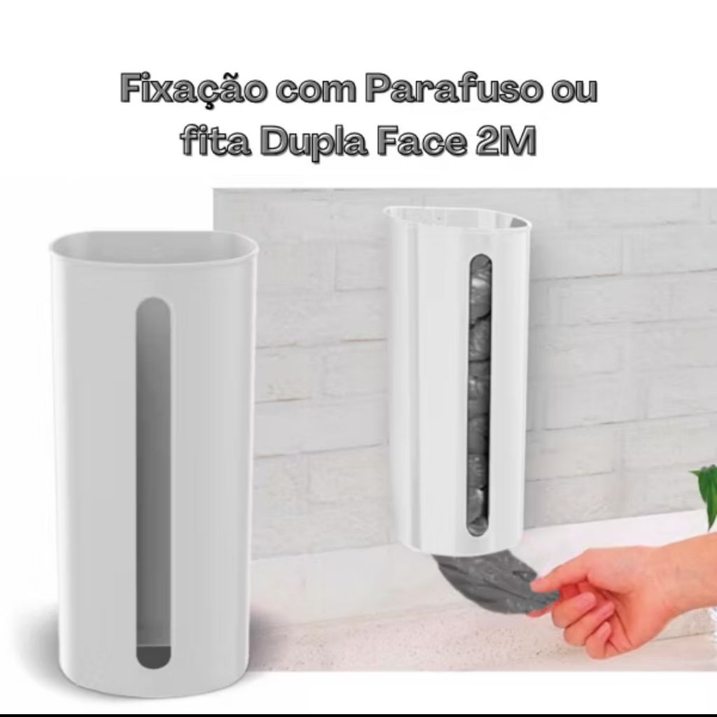 Porta Sacola Cinza Dispenser de Parede Puxa Saco Envio Rápido