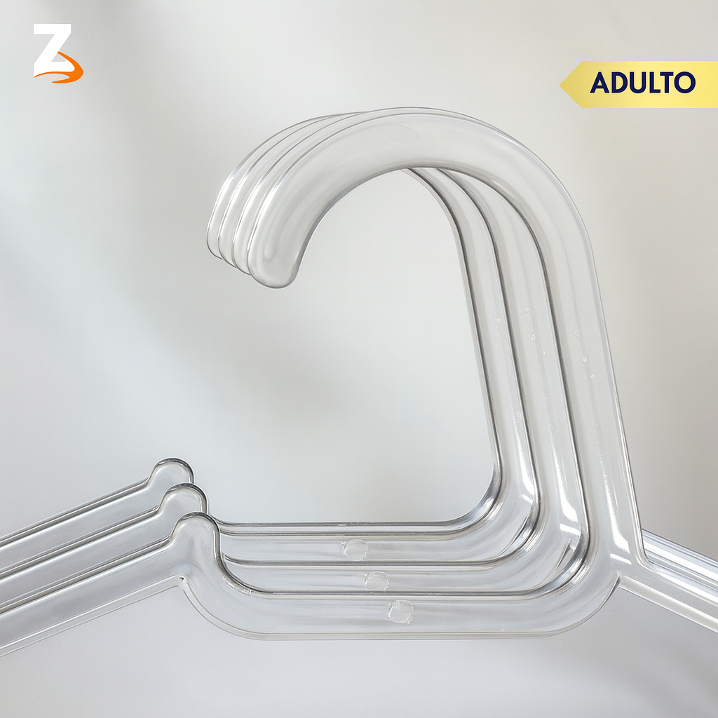 Cabide Acrílico Kit Cabides Para Roupas Transparente Adulto Reforçado Organizador
