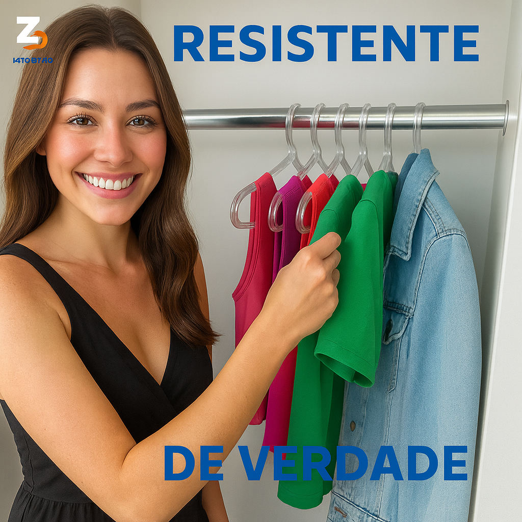 Cabide Acrílico Kit Cabides Para Roupas Transparente Adulto Reforçado Organizador