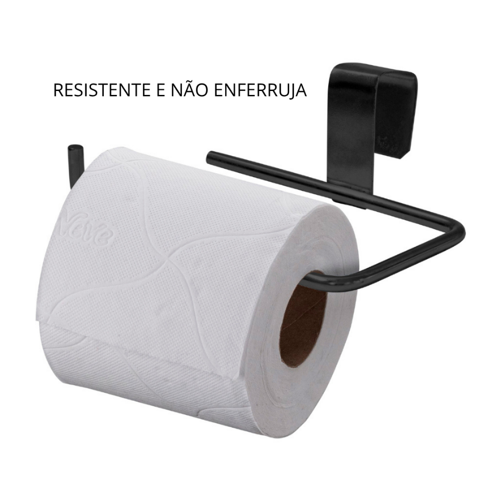 Suporte Porta Papel Higienico Duplo Aramado Para Caixa Acoplada Cromado Aço Preto Branco