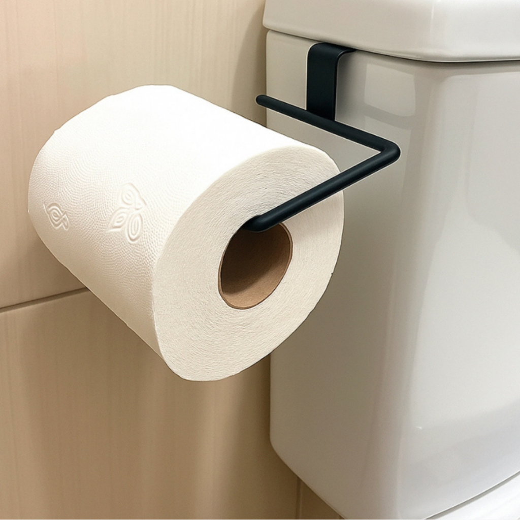 Suporte Porta Papel Higienico Duplo Aramado Para Caixa Acoplada Cromado Aço Preto Branco