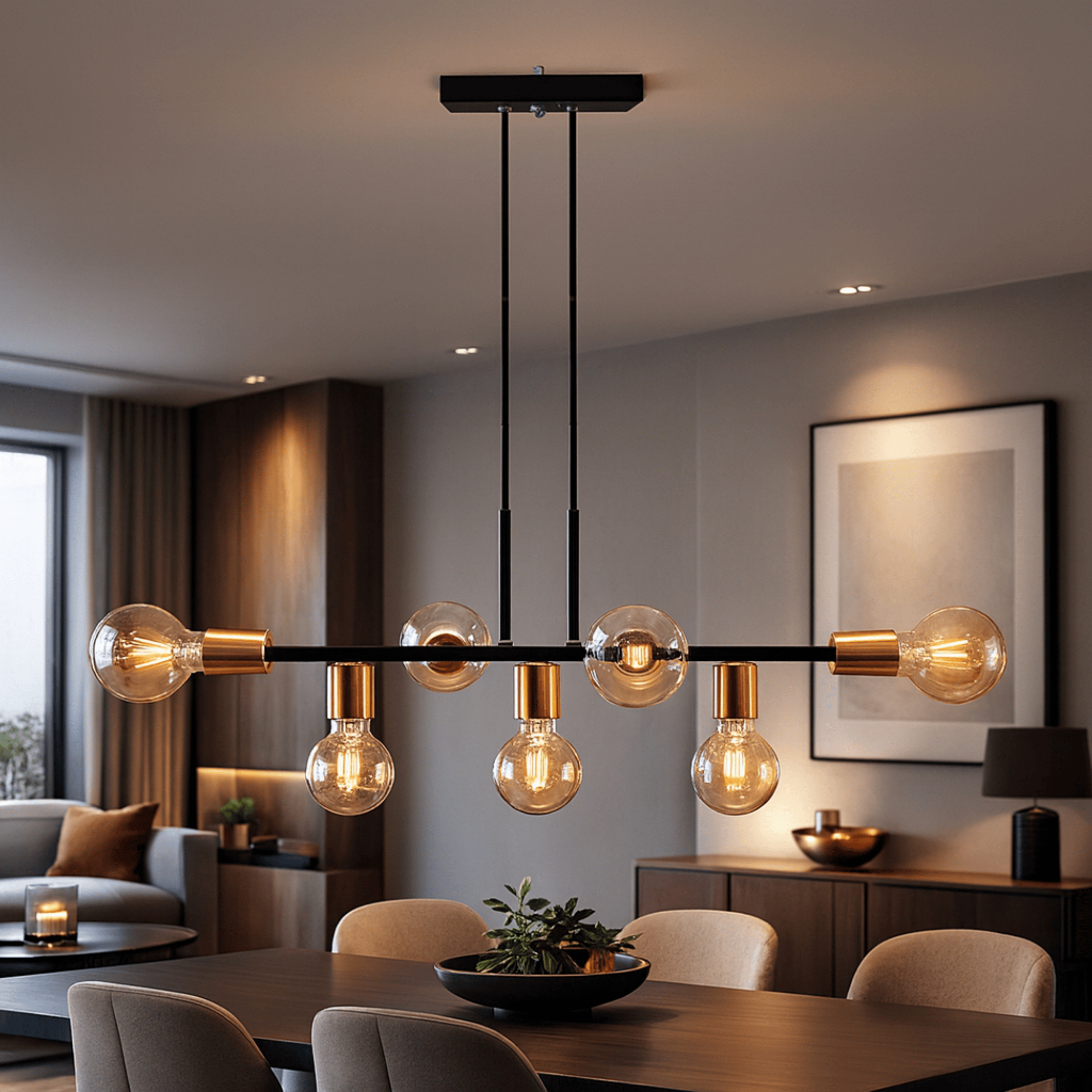 Lustre Pendente Industrial 7 Lâmpadas 68cm Metal Moderno Decorativo Bivolt