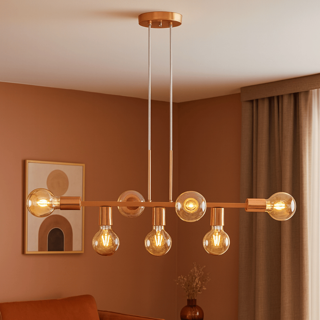 Lustre Pendente Industrial 7 Lâmpadas 68cm Metal Moderno Decorativo Bivolt