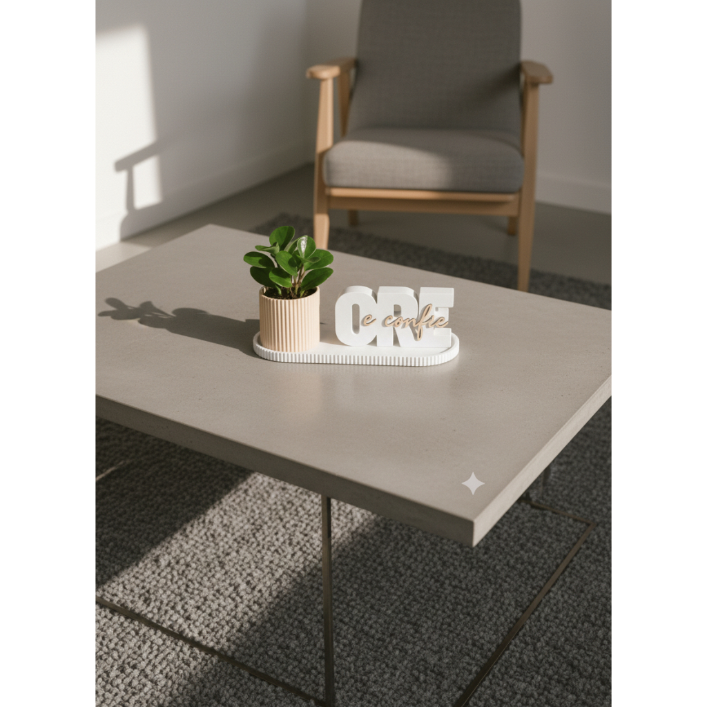 Kit Decorativo “Ore e Confie” com Vaso e Bandeja – Fé, Design Moderno e Elegância para seu Lar