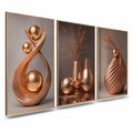 Quadro Decorativo 3 Peças Abstrato Geométrico Moderno Estilo Zen Decoração Sala Quarto Escritório