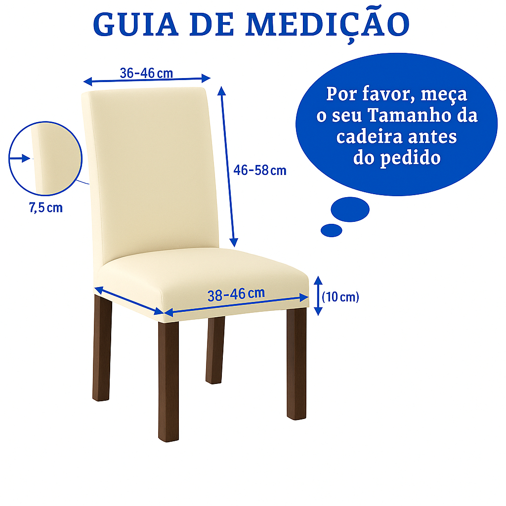Capa De Cadeira Kit 4 e 6 Lugares Spandex Elástica Ajustável Lavável