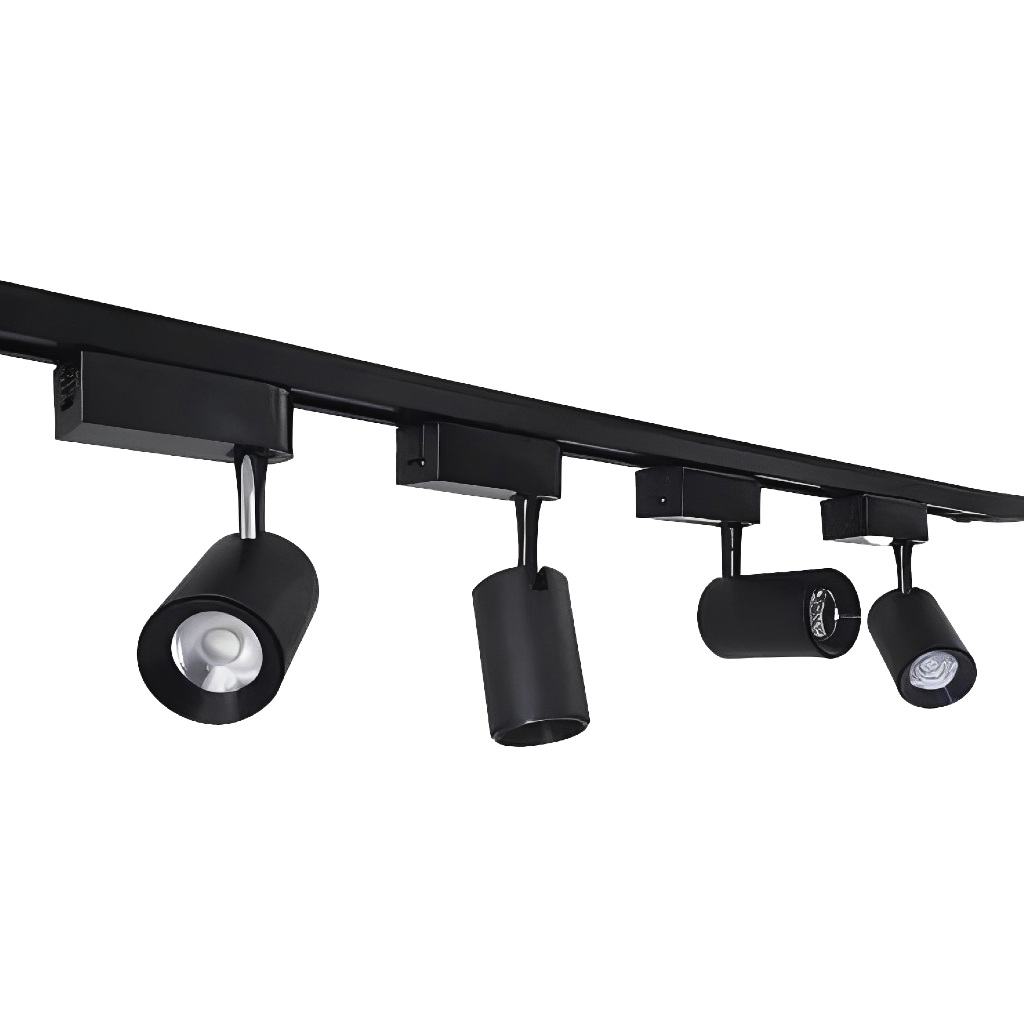 kit Trilho Eletrificado 1m + 4 spots 7w Preto Luz Branco 6500k/Neutro 4000k/Amarelo 3000k