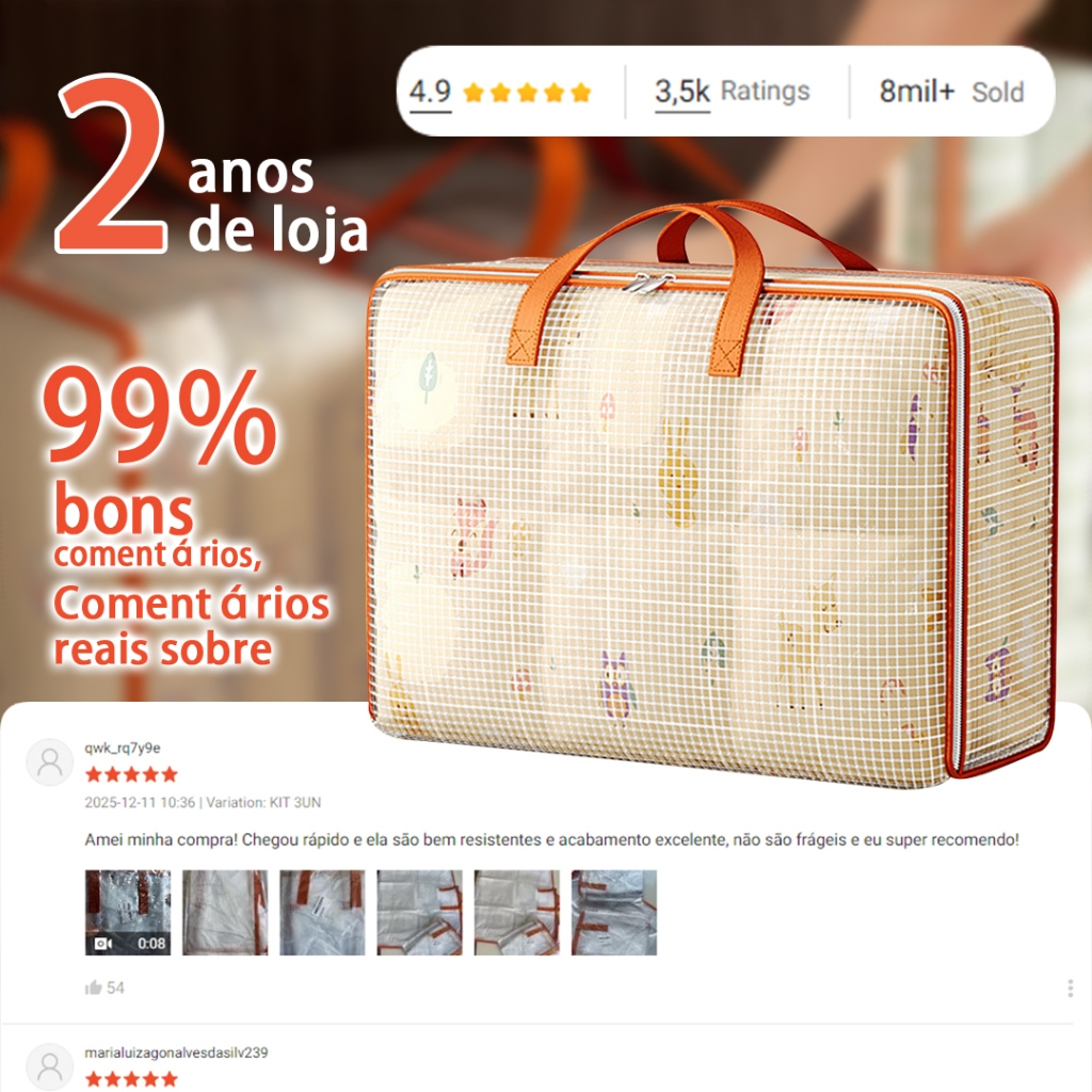kit1/2/3 Saco Organizador para Cobertor 60x50x28cm Impermeável Zíper Duplo，Organize o guarda-roupa